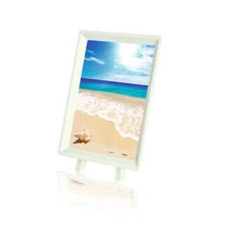 A white Seashell on the Beach picture frame with a beach scene puzzle.