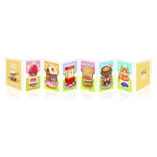 A puzzle of cards with a variety of desserts on them called Happiness Cafe 8-in-1.