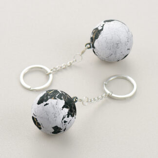 Two Cantaloupe Puzzle Keychains on a white surface.