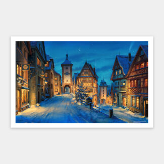 Snowy Rothenburg Winter Night by Evgeny Lushpin - Showpiece 1000